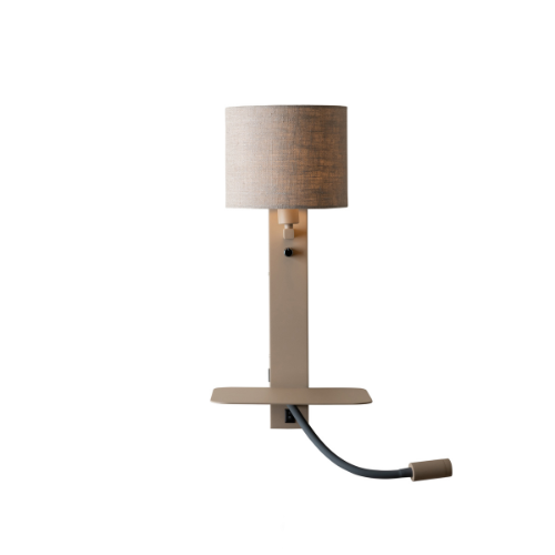 it's about RoMi Wandlamp Florence+leeslamp zand/kap 1815 linnen donker
